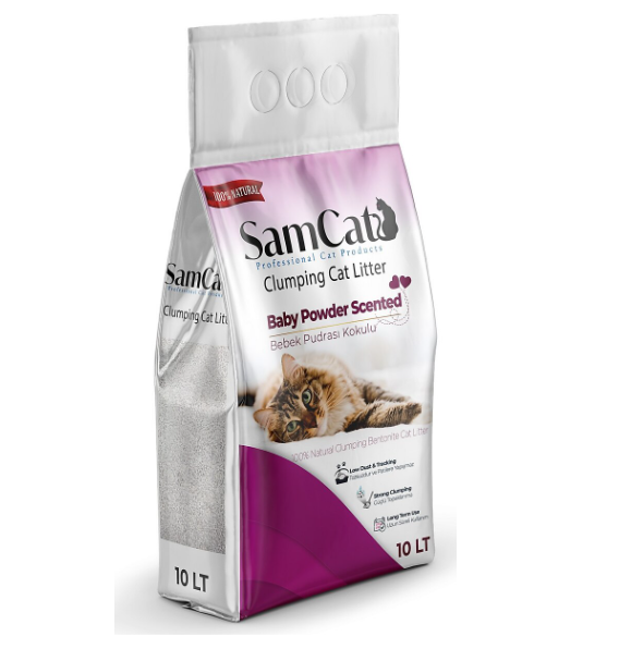 Sam Cat Bebek Pudralı Kedi Kumu (10 L)