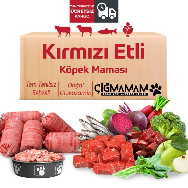 Çiğ Mamam Kırmızı Etli Tahılsız Köpek Barf Maması 12 kg