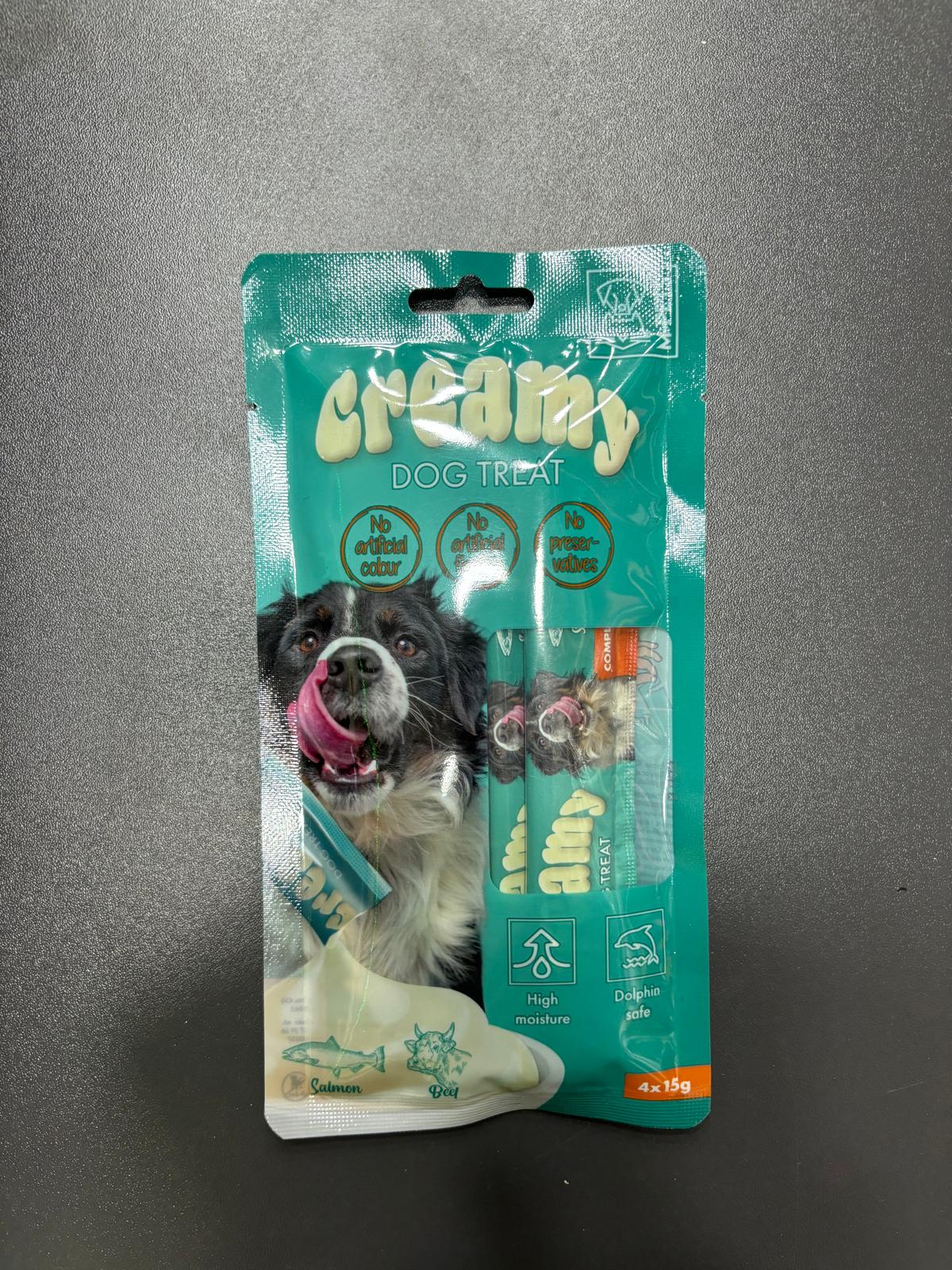 Creamy Somon Balıklı Sığır Etli Köpek Sıvı Ödül Maması