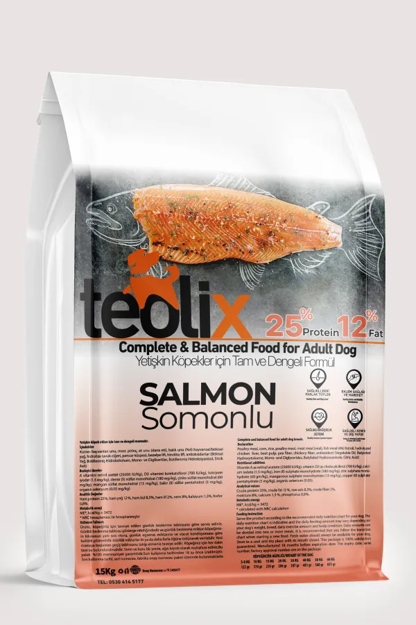 TEOLİX Somonlu Yetişkin Köpek Maması 15 kg